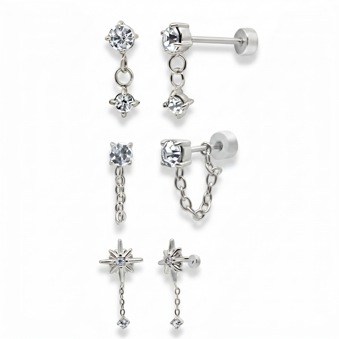 Meet Me At Midnight Flat Back 3-Piece Earring Set