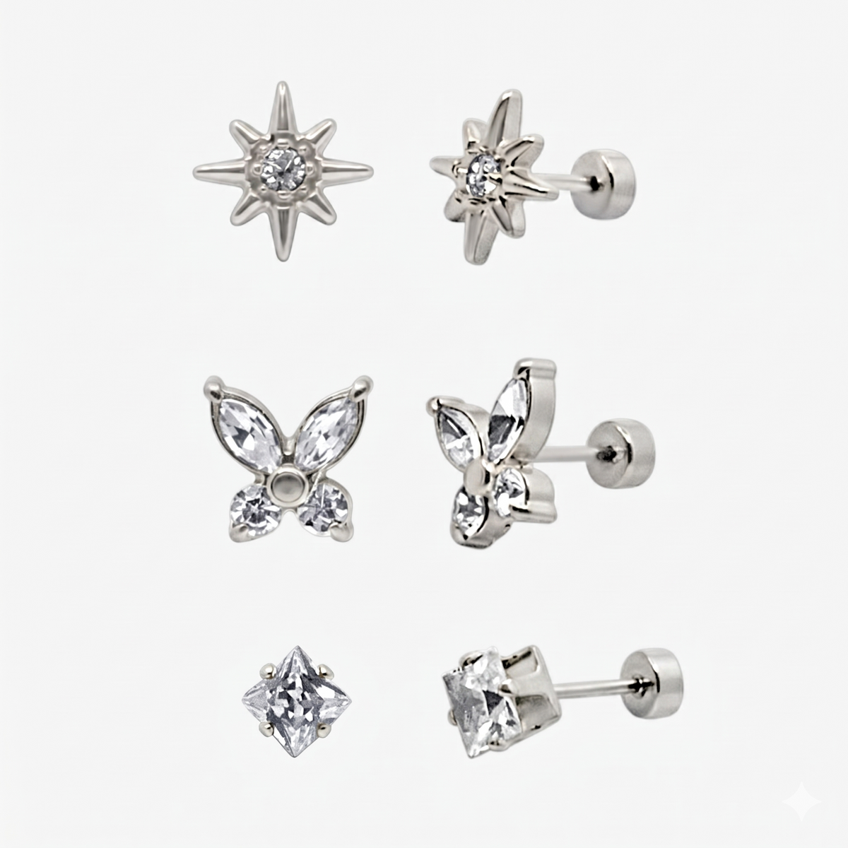 Eternal Twinkle 3 Pack Flat Back Earrings Set
