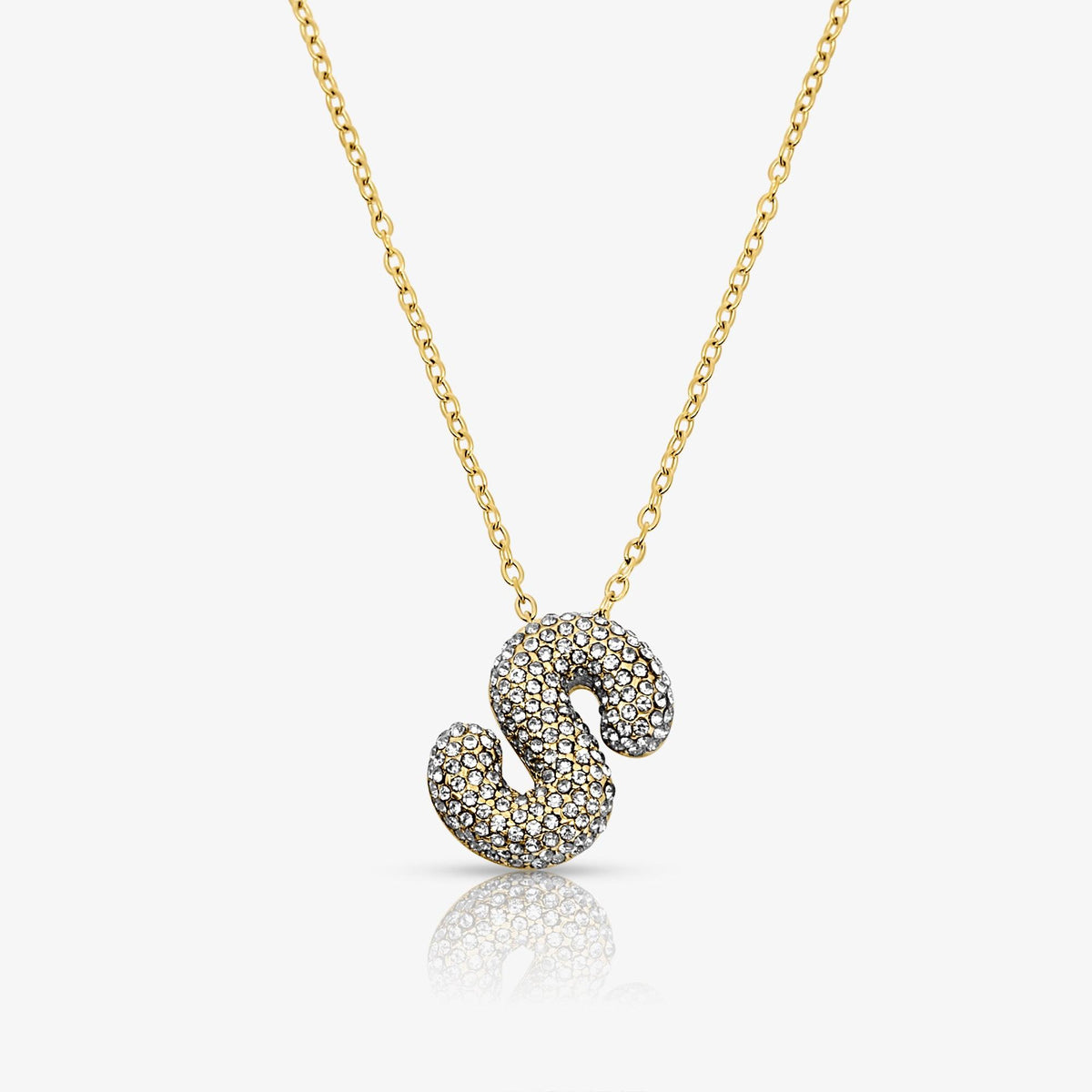 Pave Bubble Letter Necklace