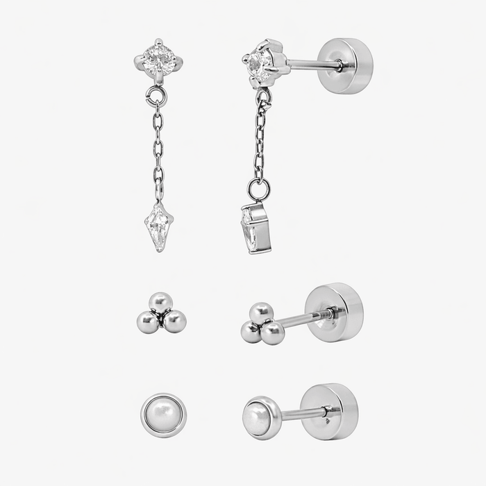 Starry Babe Flat Back 3 Piece Earring Set
