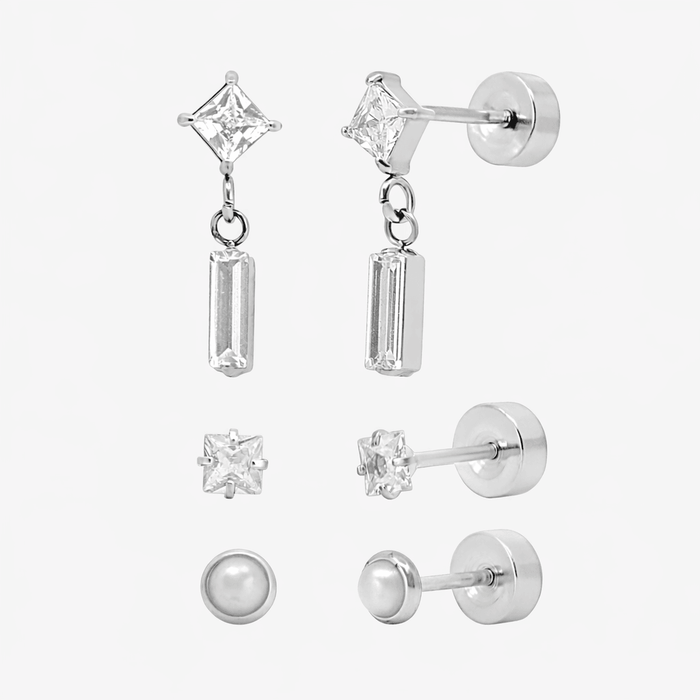 Sweet Shine Flat Back 3 Piece Earring Set